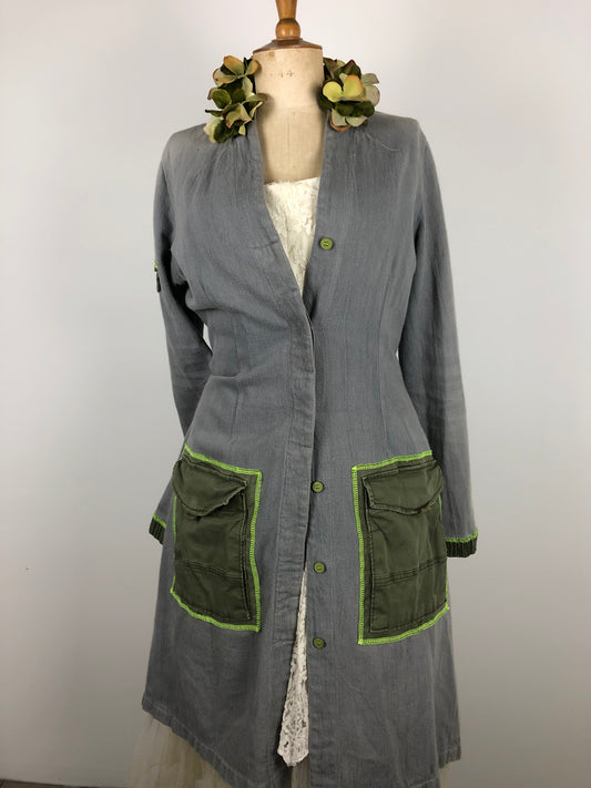 Upcycled avant-garde hydrangea coat