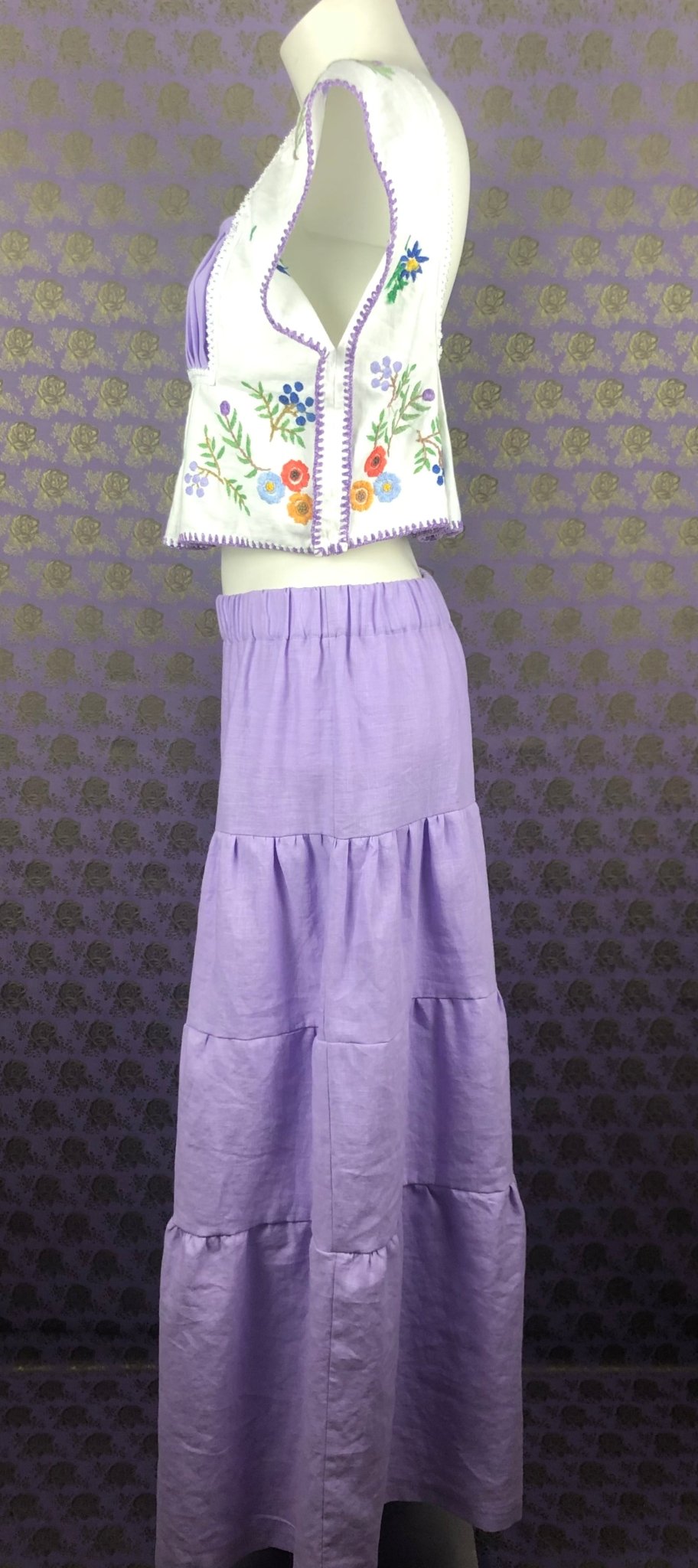 Homemade linnen rok lavendel - B.backhandmade