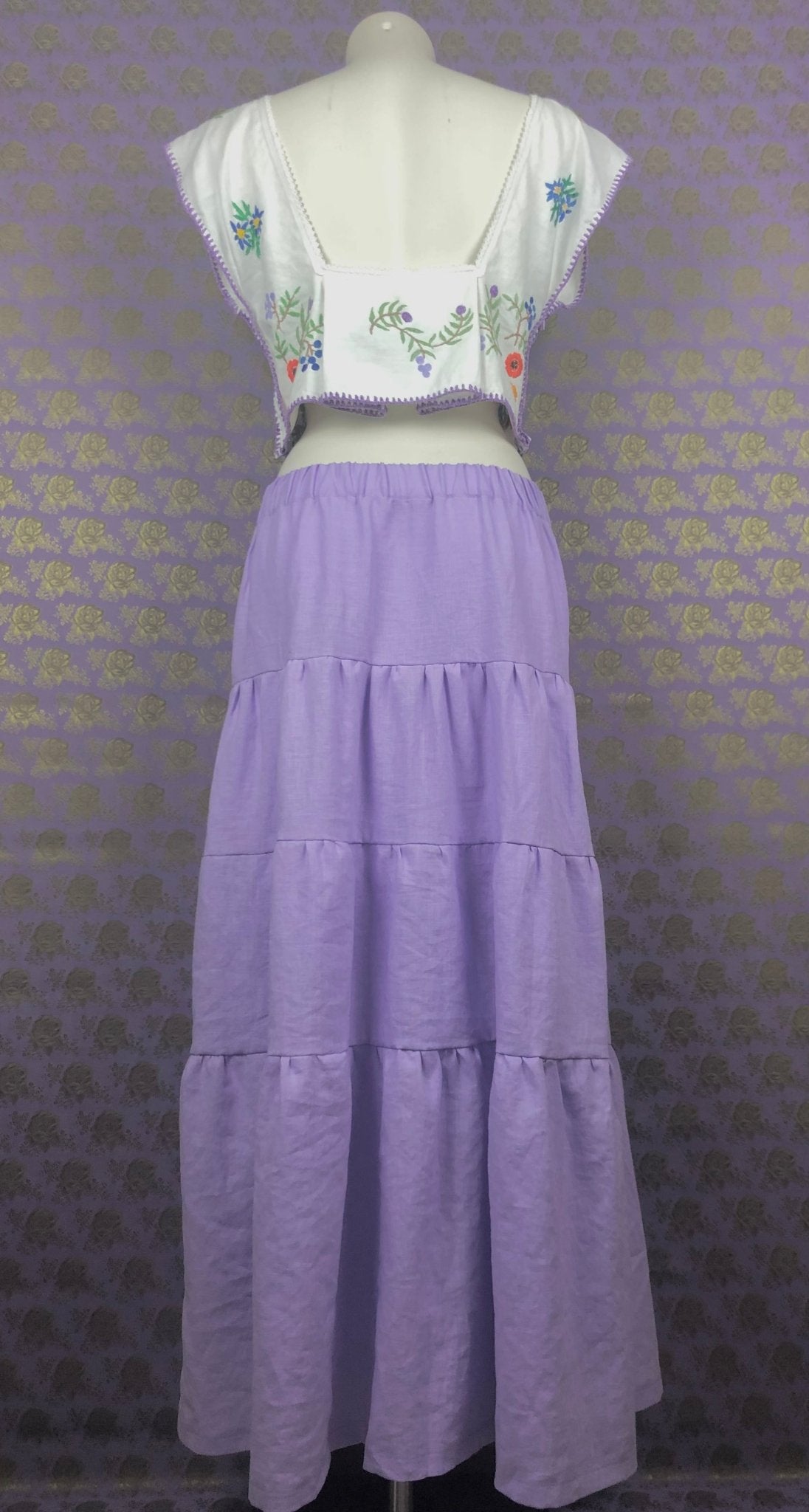 Homemade linnen rok lavendel - B.backhandmade