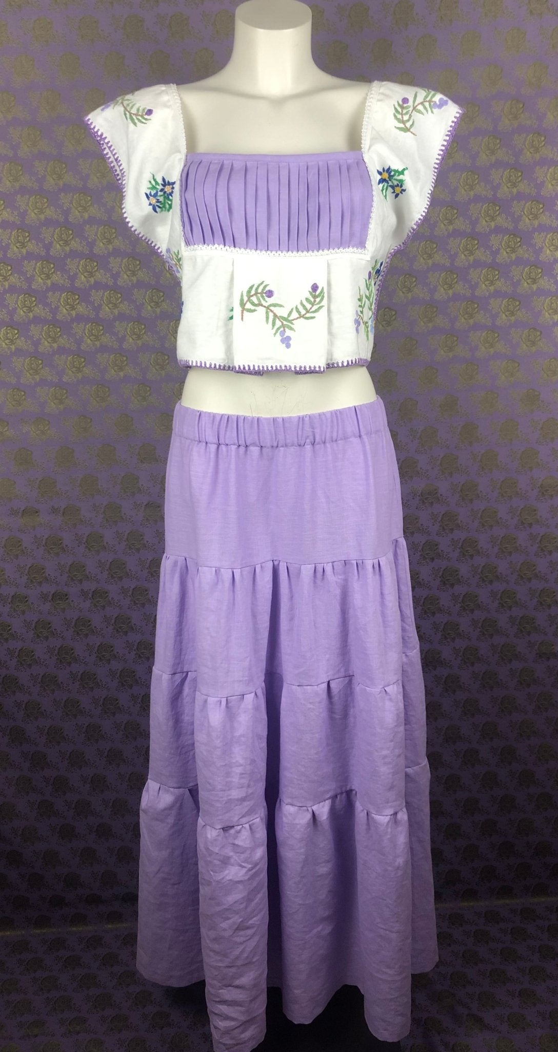 Homemade linnen rok lavendel - B.backhandmade