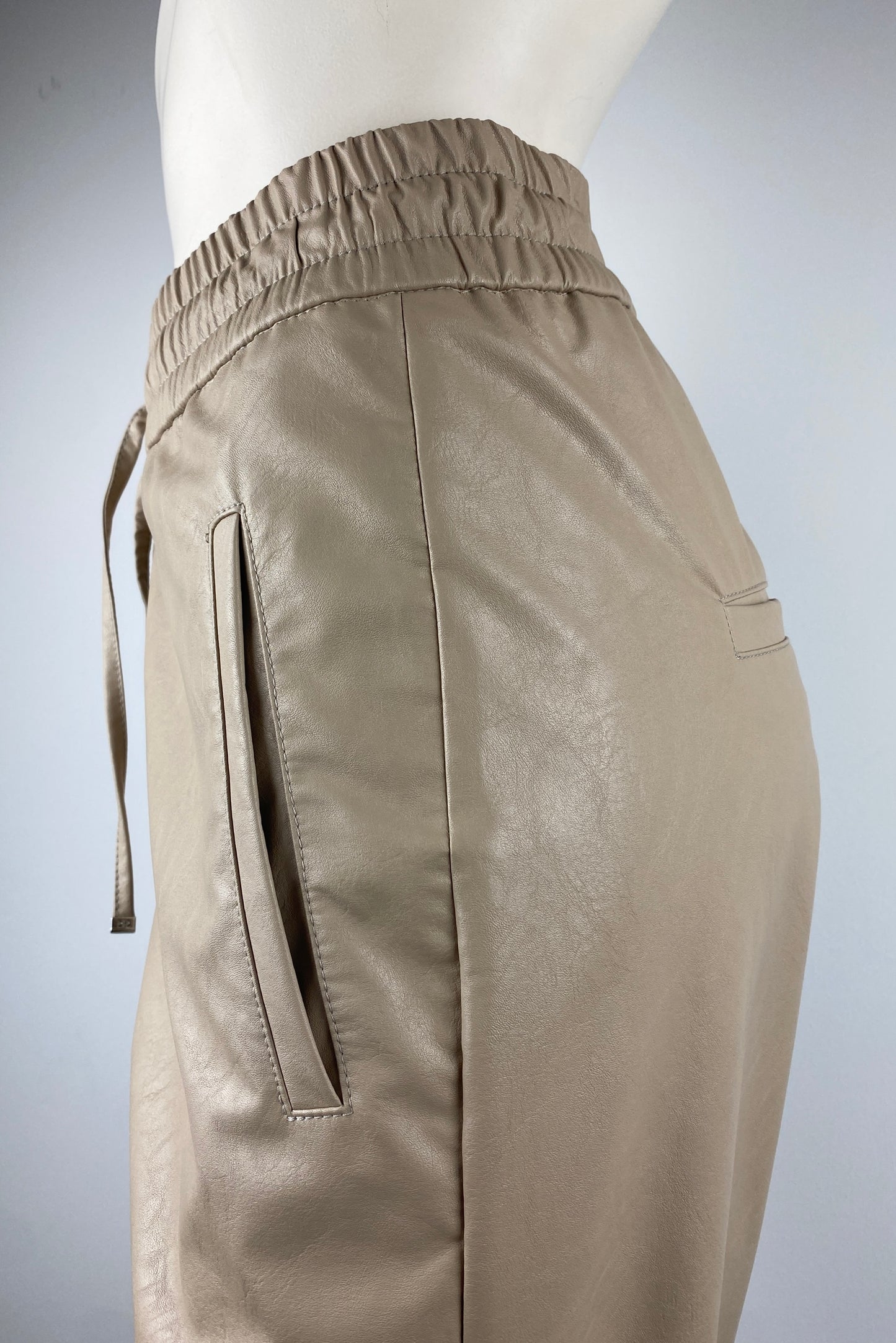Beige faux leather pants from Raffaello Rossi