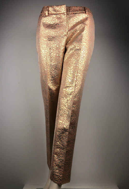 Lamé trousers in gold/apricot